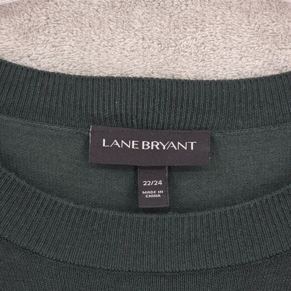 Lane Bryant Sweater 22 24 Dark Forest Green Ruffle Sleeves Stretchy Side Slits - Picture 2 of 12